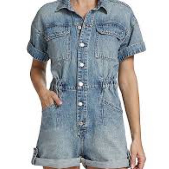 We The Free Other - We The Free Light Blue Denim Romper medium free people
